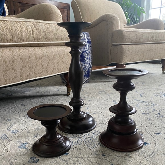 Pottery Barn farmhouse style turned candleholders